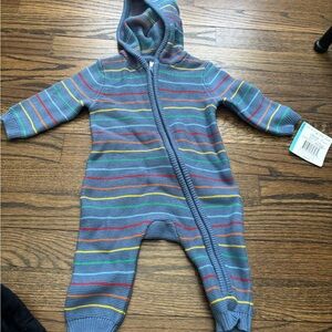 Little Me Blue Striped Hooded Footie